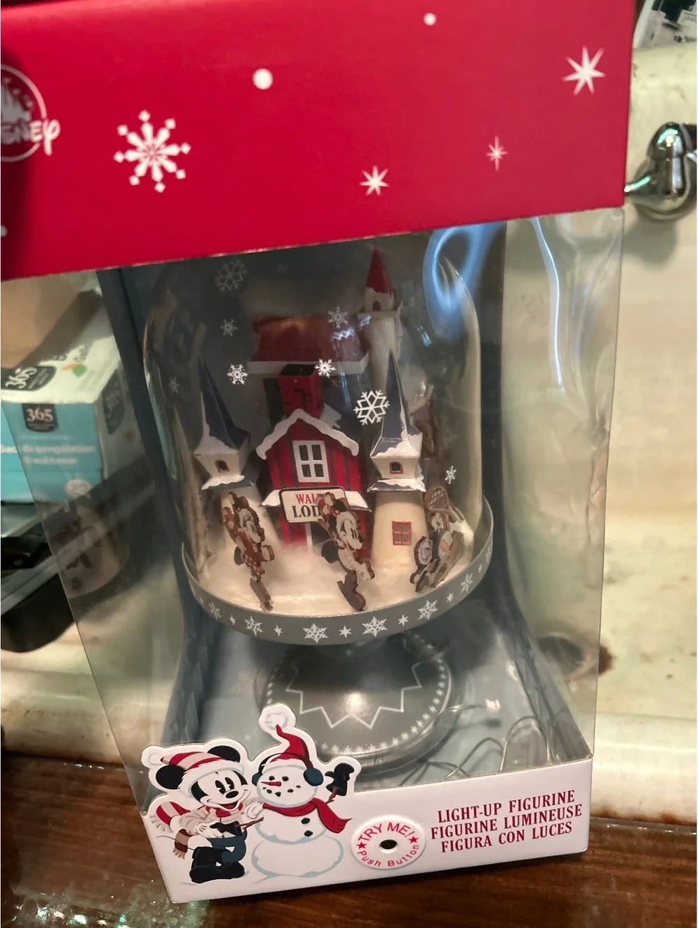 Disney Mickey and Minnie Mouse Light-Up Winter Lodge Figurine